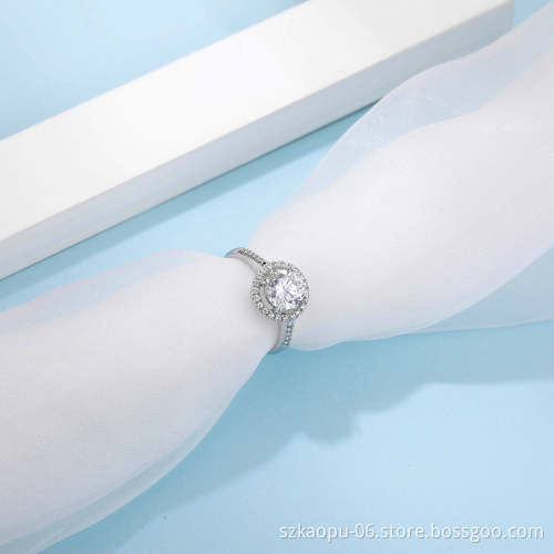Snowflake Mosang Stone Ring 925 Sterling Silver Classic Six Claw Mosang Diamond Ring